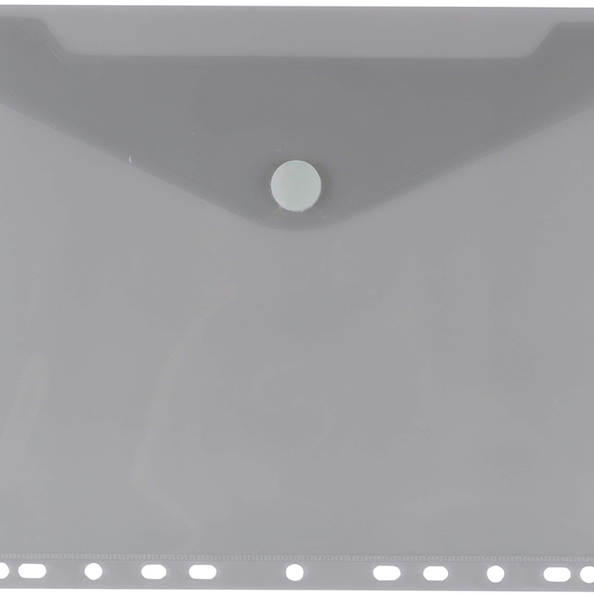 JAM Paper 9.75" x 13" Smokey Gray Plastic Hook & Loop Letter Booklet Envelopes, 12ct.